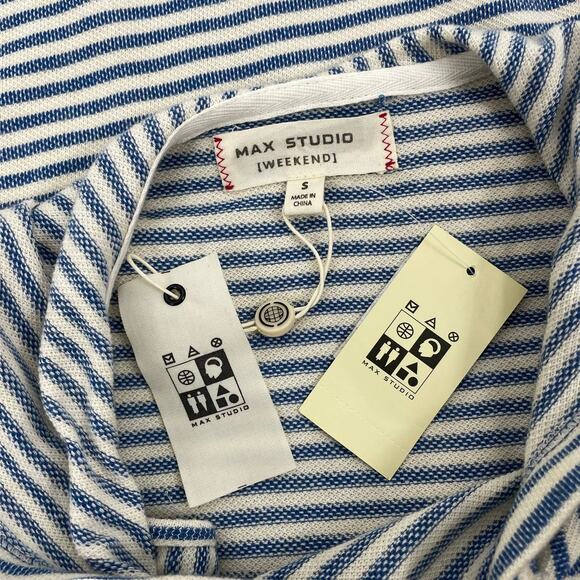 Max Studio Striped Sleeveless Hooded Mini Dress Blue White Size S - Picture 8 of 8